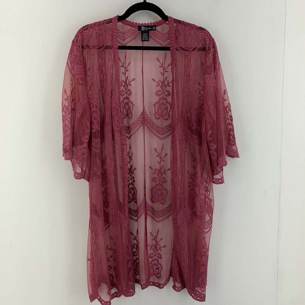 Miss Chievous Floral Lace Kimono Cardigan L/XL Open Whimsigoth Boho Romantic
